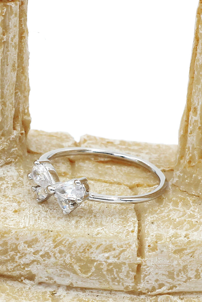 cute bow crystal ring