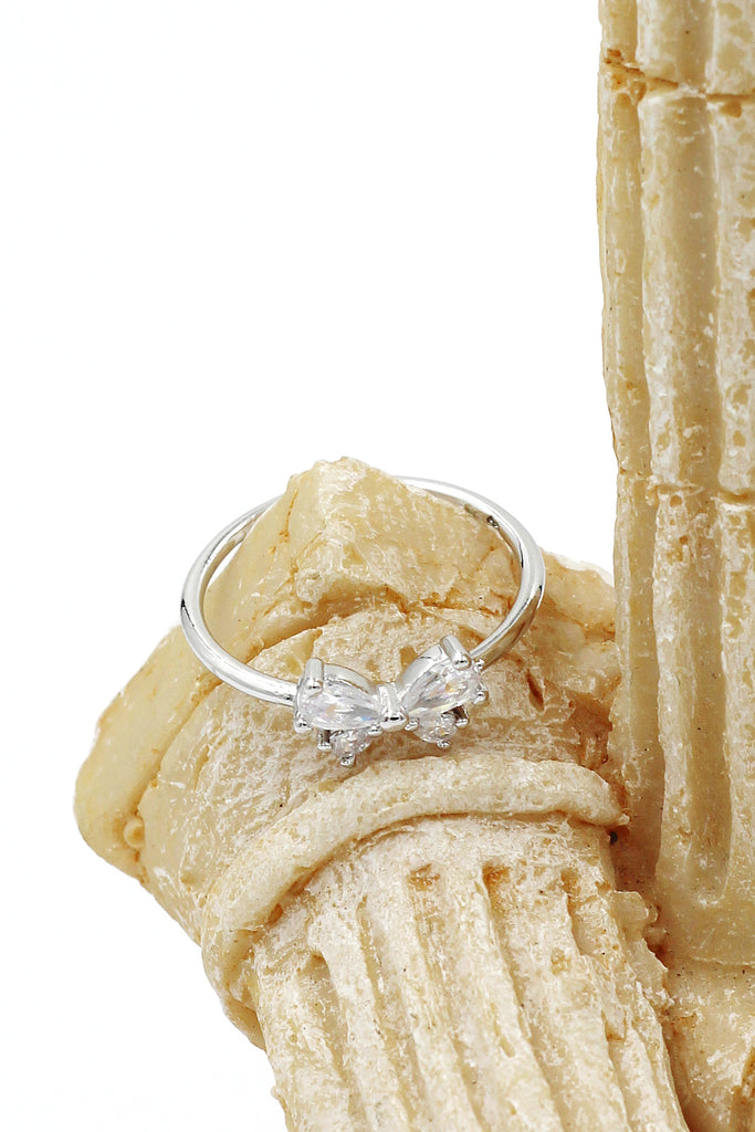 cute bow crystal ring