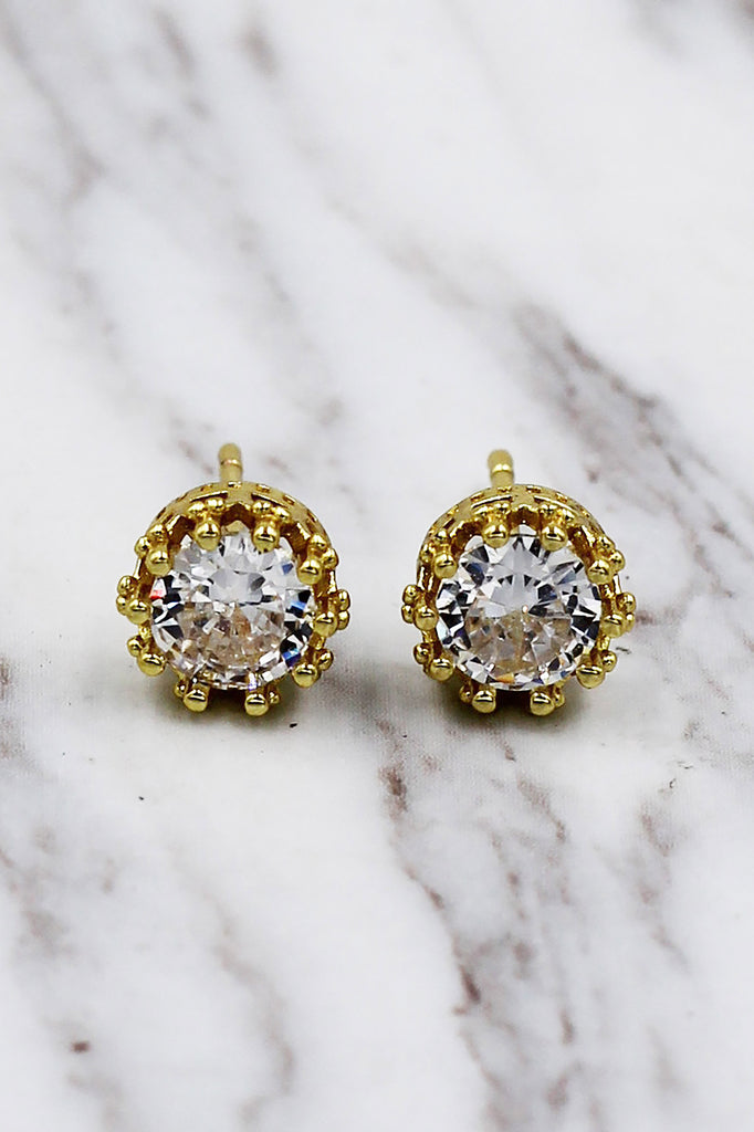 fashion crystal crown stud earrings