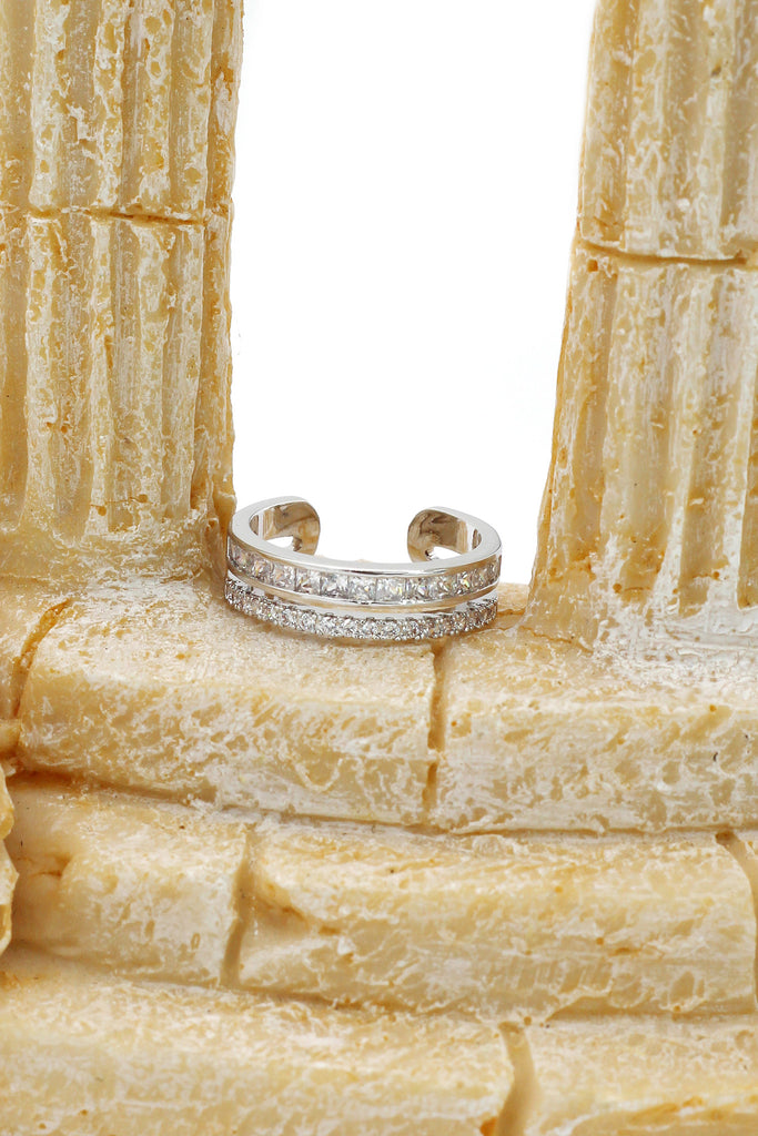 micro pave small crystal silver ring