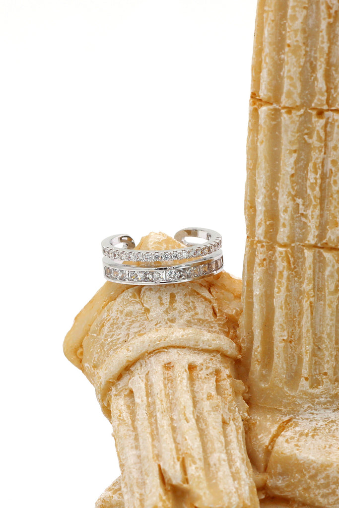 micro pave small crystal silver ring