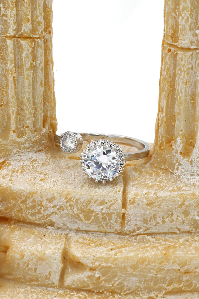 fashion silver shiny crystal bracelet ring set