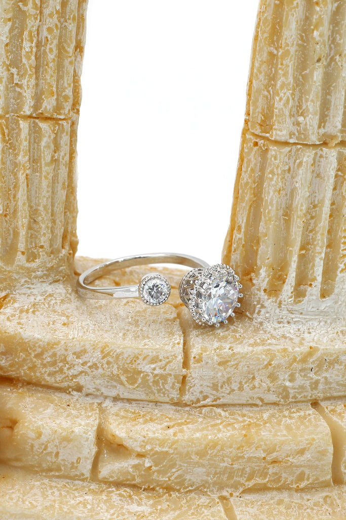 lovely silver mesh crystal ring