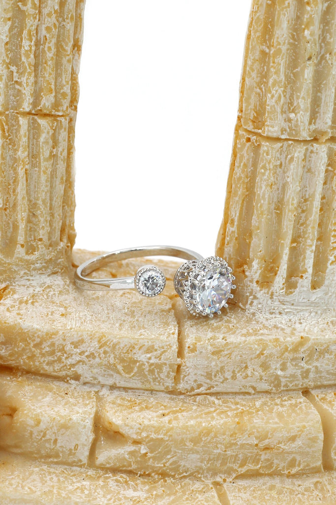 fashion silver shiny crystal bracelet ring set