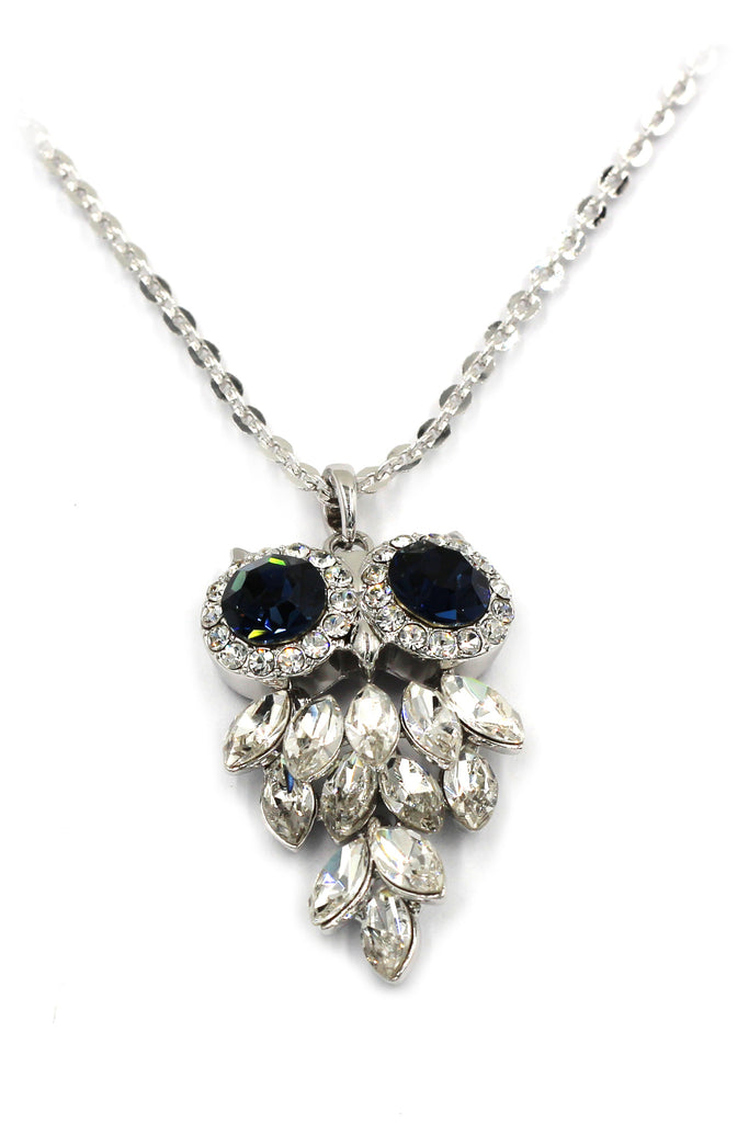 lovely crystal blue eye owl necklace