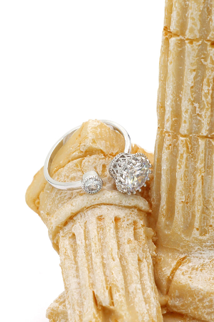fashion silver shiny crystal bracelet ring set