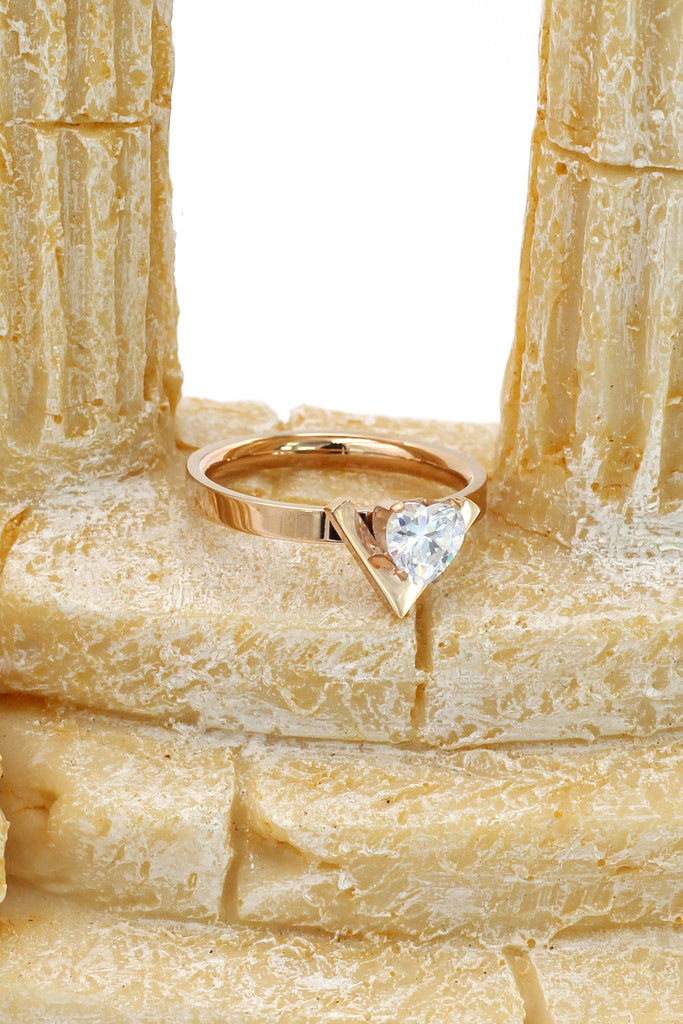 fashion rose gold crystal heart ring