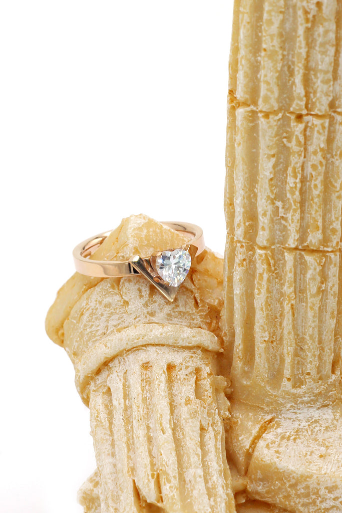 fashion rose gold crystal heart ring