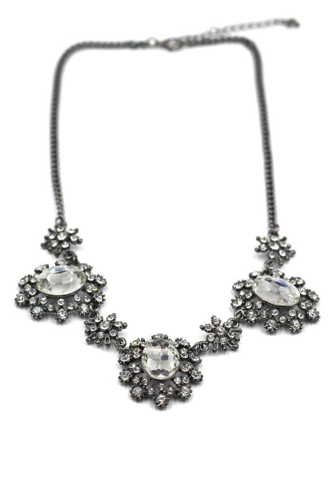 Crystal silver charm necklace