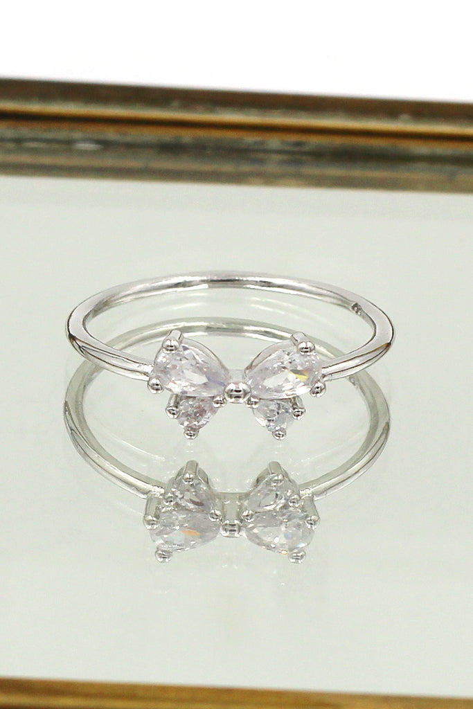 cute bow crystal ring