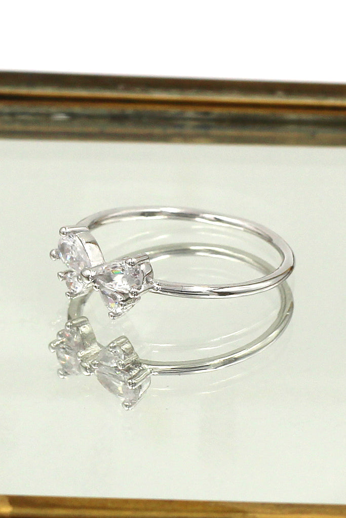 cute bow crystal ring