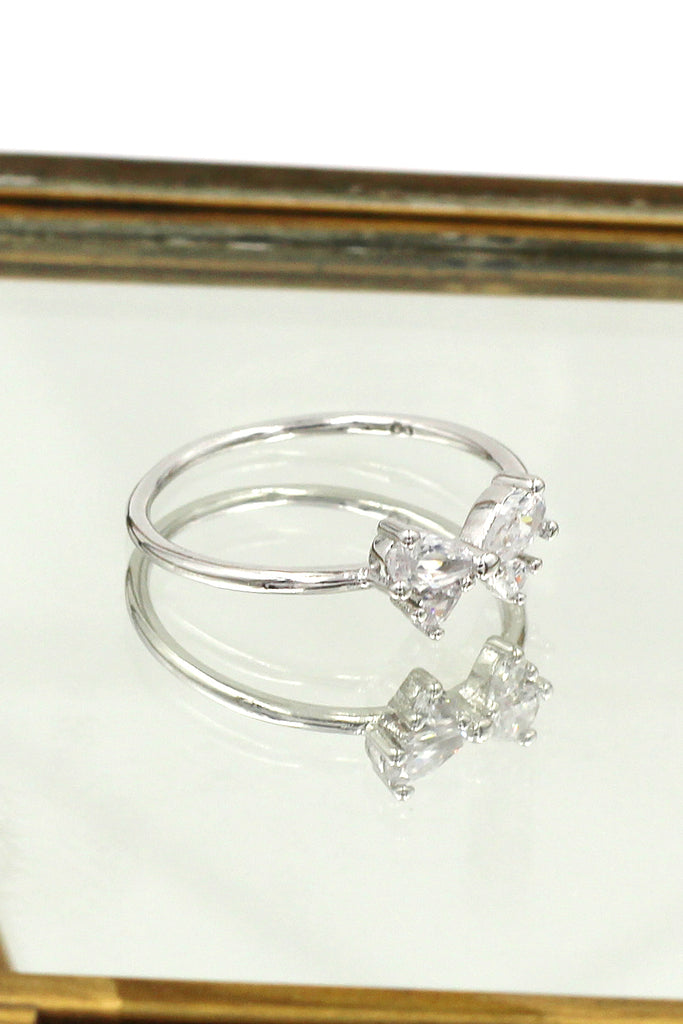 cute bow crystal ring