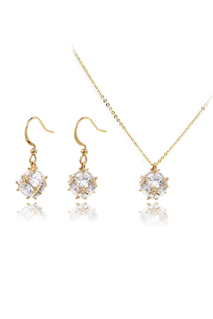 mini crystal ball necklace earrings set