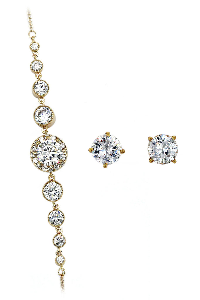 fashion golden crystal earring bracelet set