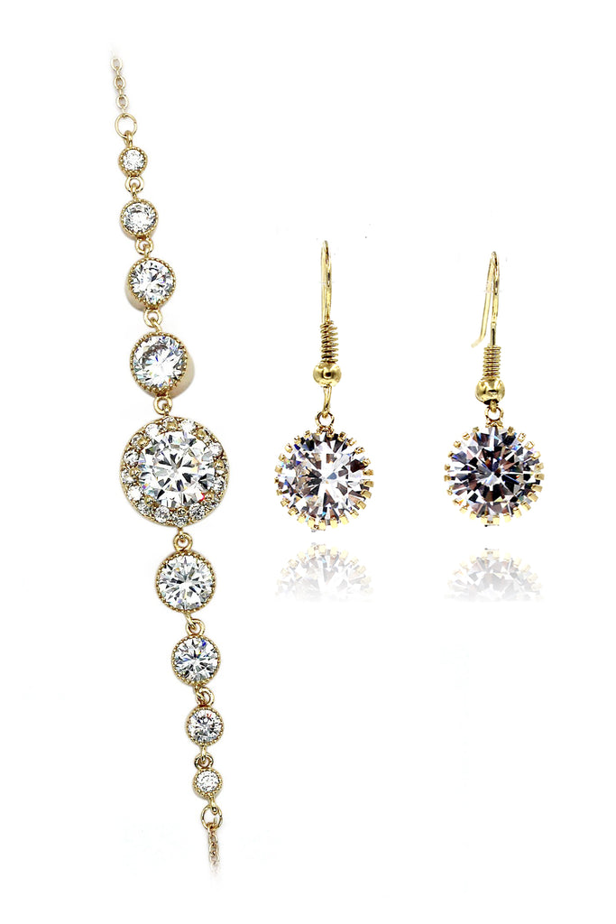 fashion shiny crystal earrings bracelet set