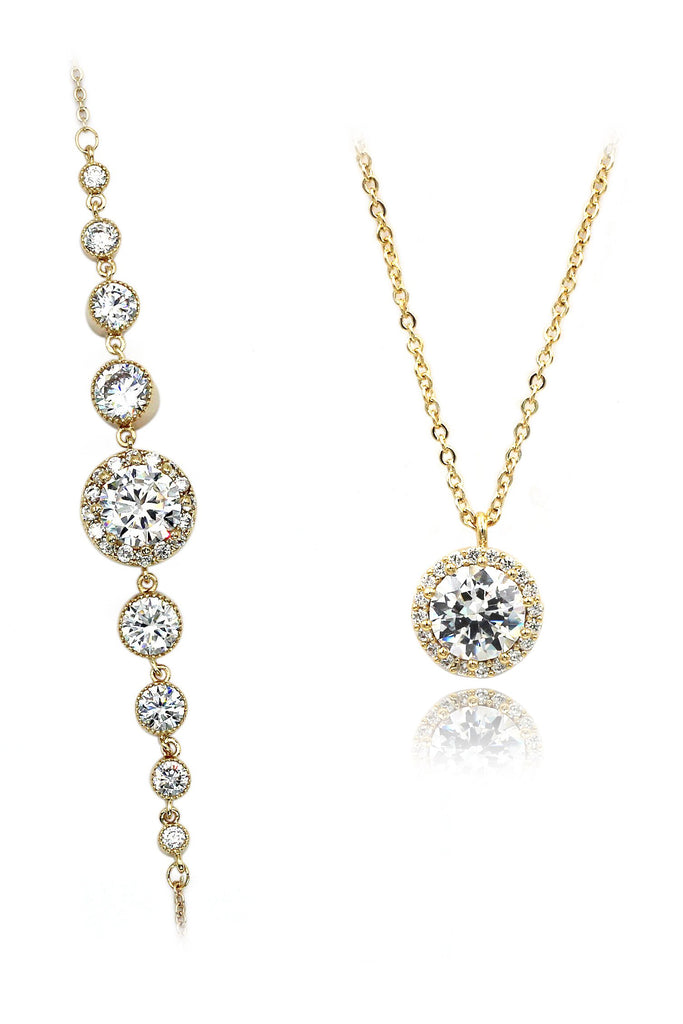 elegant crystal necklace bracelet set