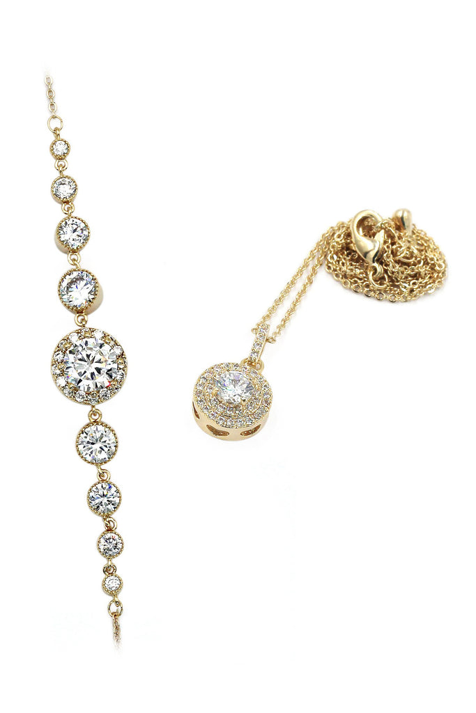 fashion crystal necklace bracelet set