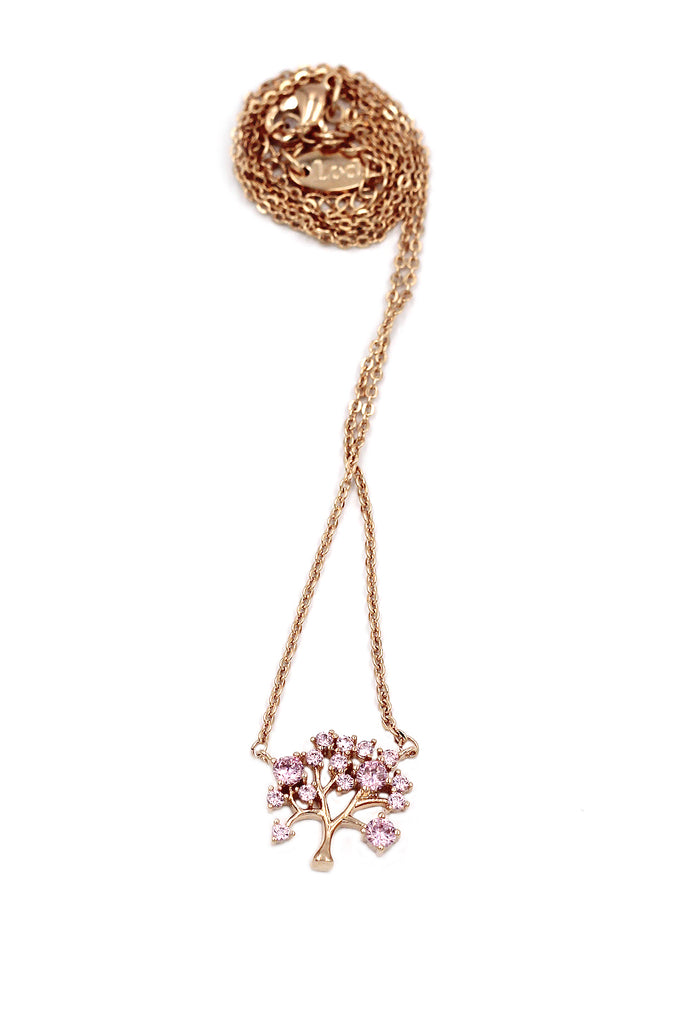 pink crystal tree pendant necklace