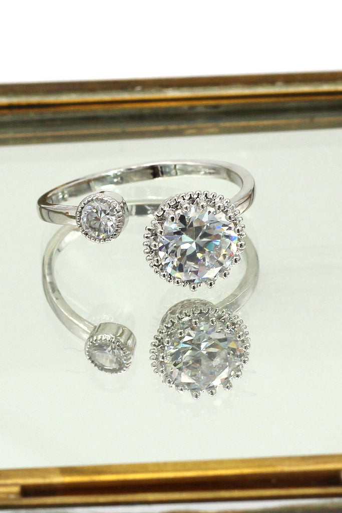 lovely silver mesh crystal ring