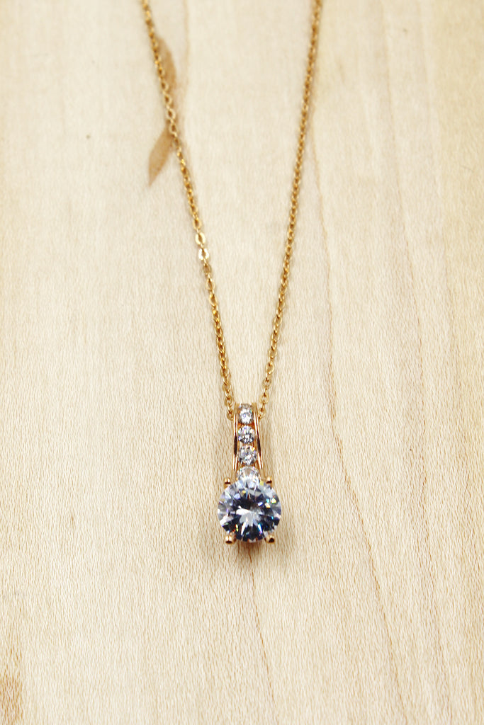 elegant rose gold crystal necklace