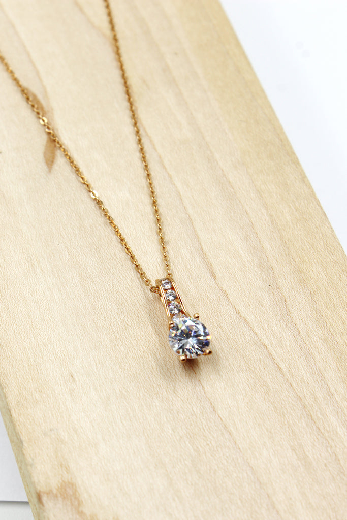 fashion rose gold crystal earrings necklace set