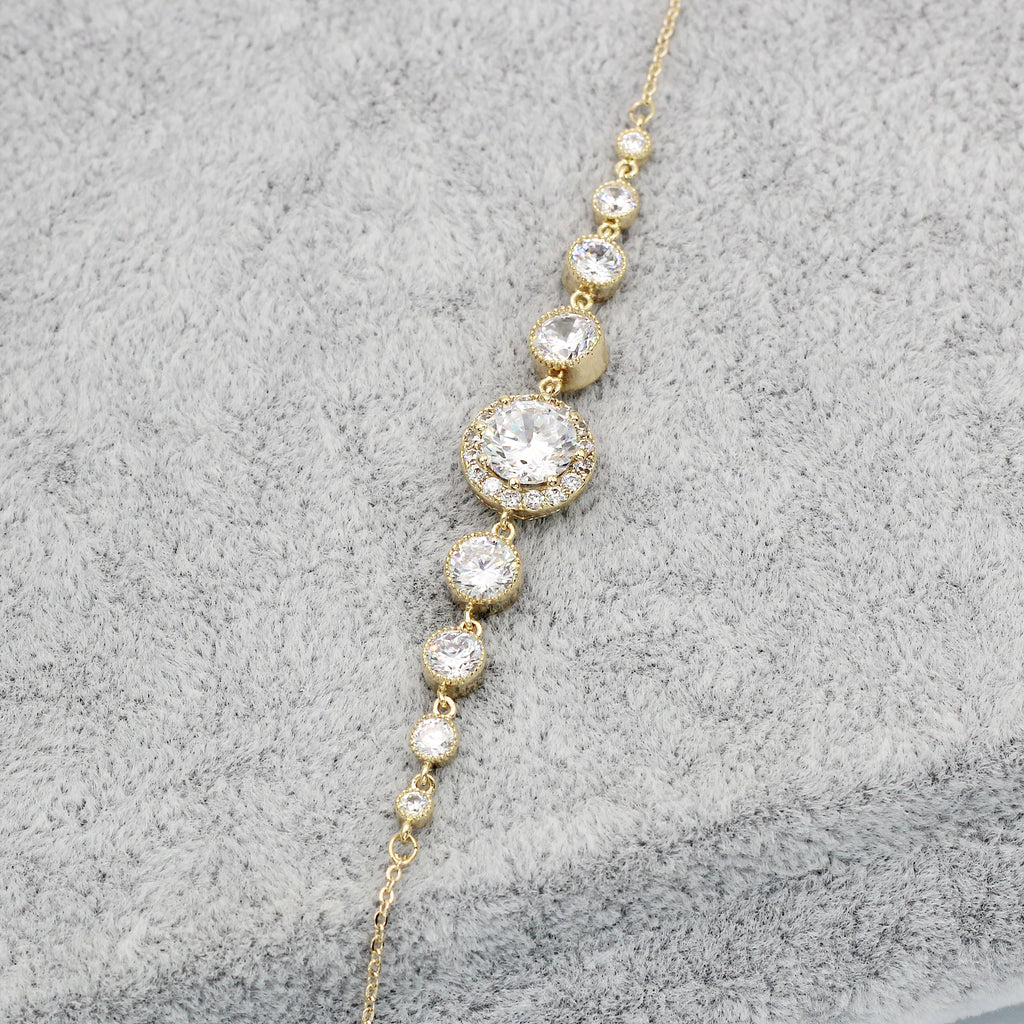 gold round crystal earring bracelet set