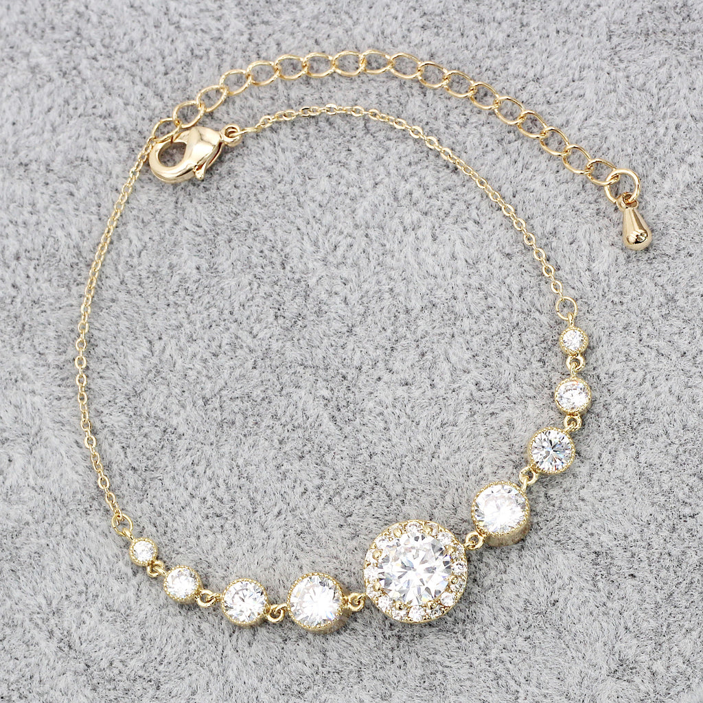 gold round crystal earring bracelet set