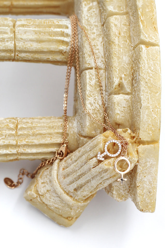 simple symbol crystal necklace