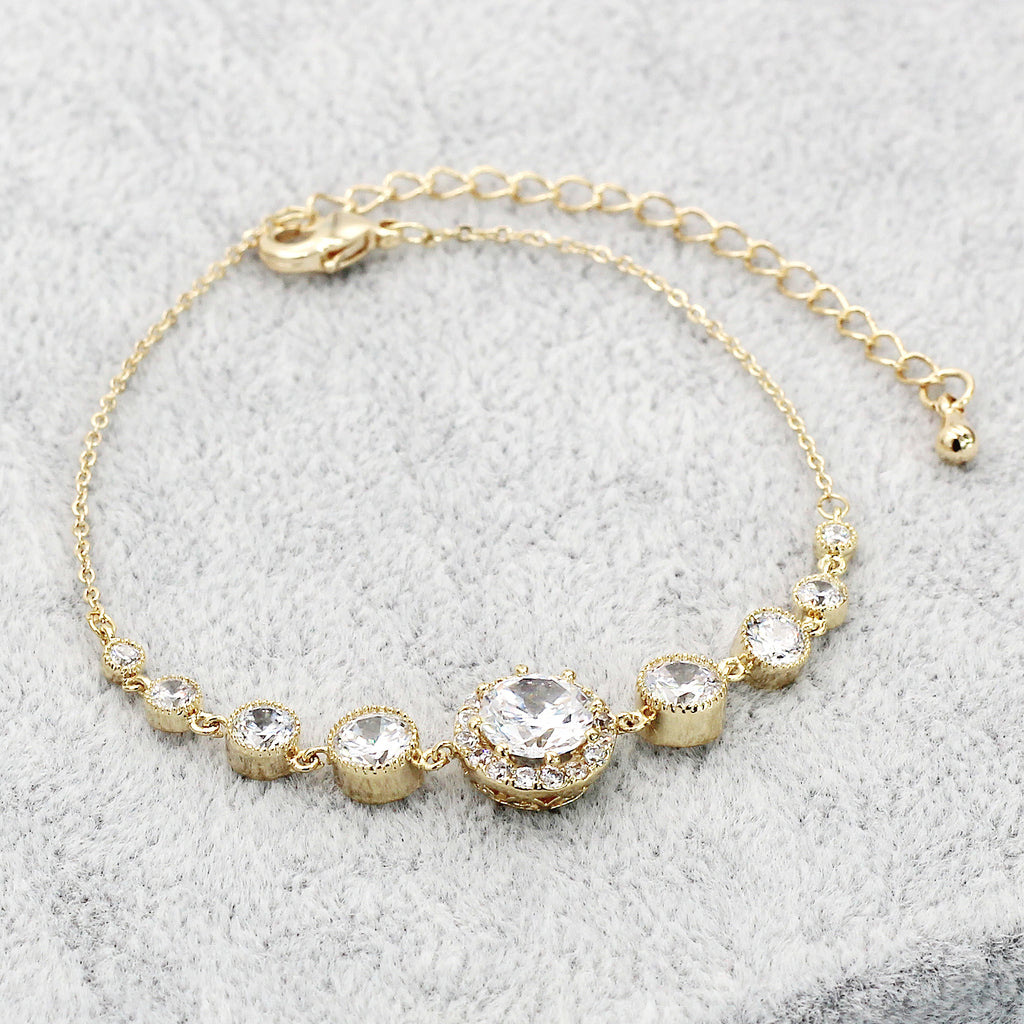 golden crystal earring bracelet set
