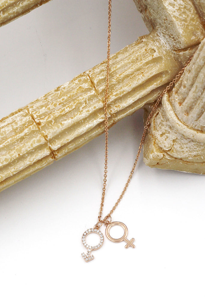 simple symbol crystal necklace