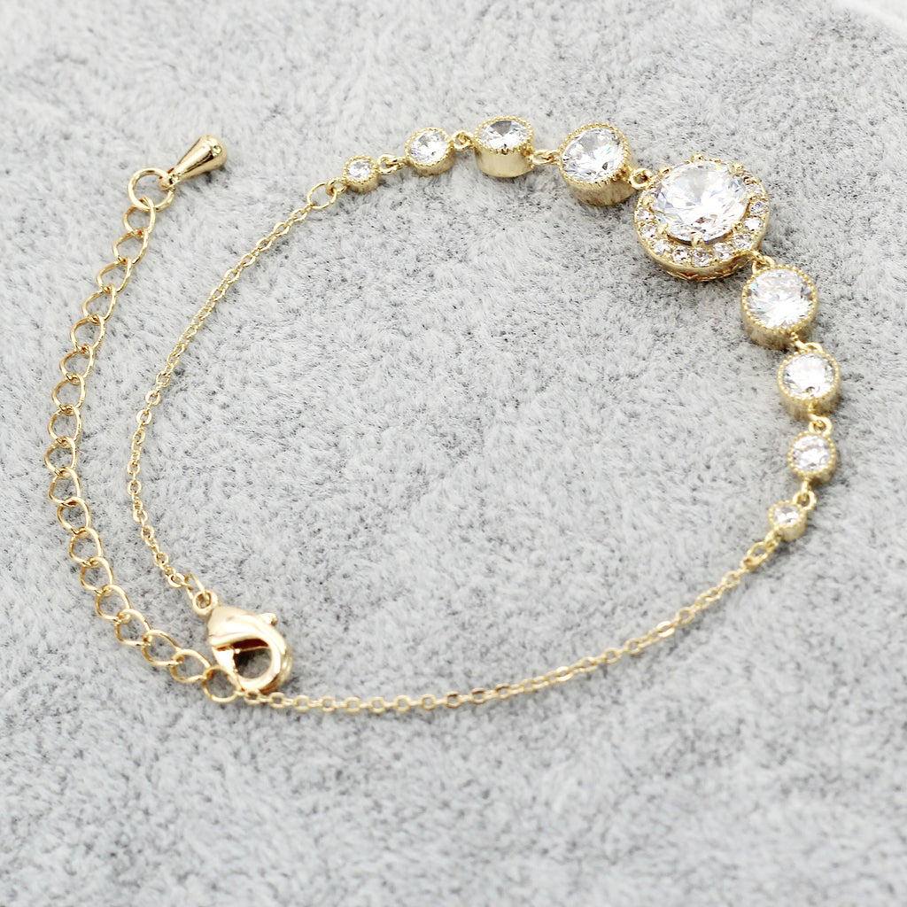 gold round crystal earring bracelet set