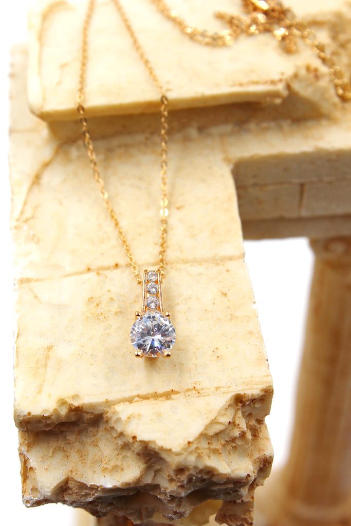 fashion rose gold crystal earrings necklace set