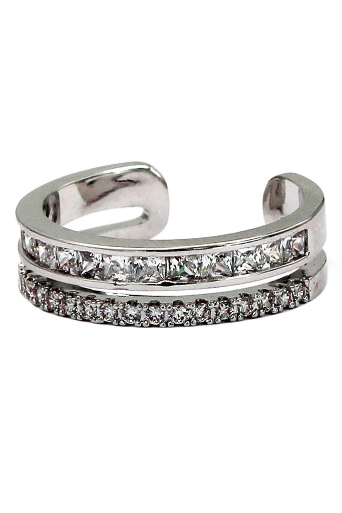 micro pave small crystal silver ring