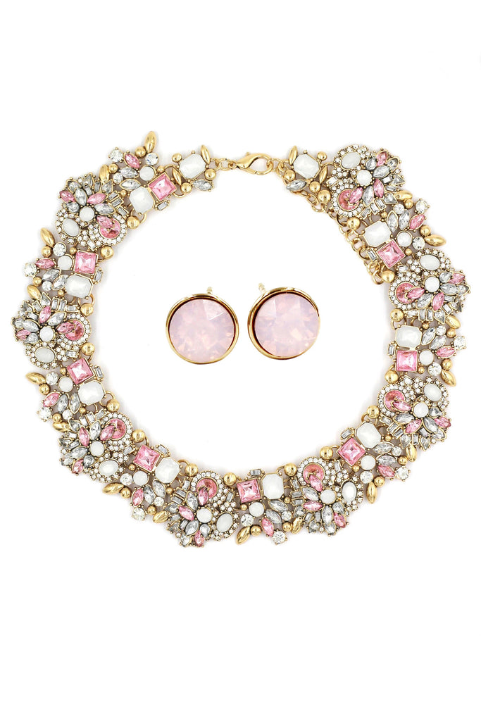vintage crystal necklace earring set