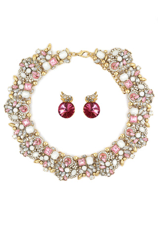 big sun flower crystal earrings necklace  set