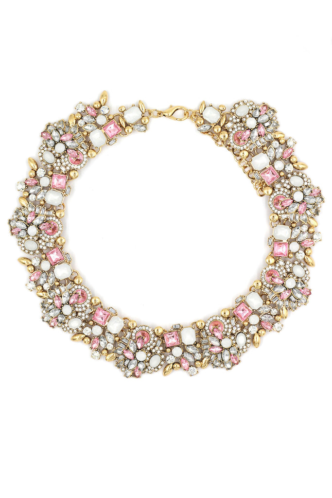 fashion colorful crystal necklace earrings set