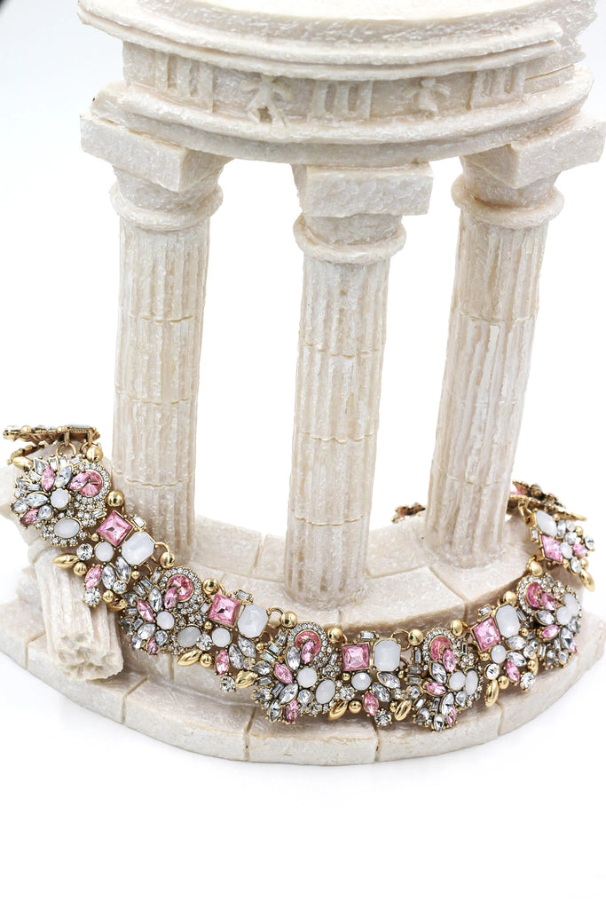 noble colorful crystal flower earrings necklace set