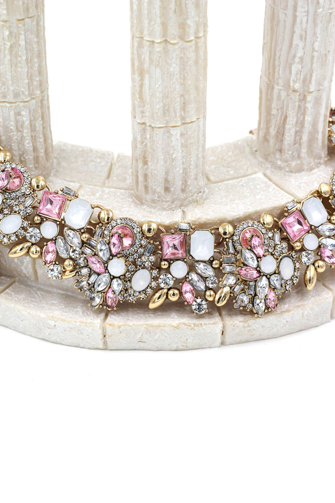 fashion colorful crystal necklace earrings set