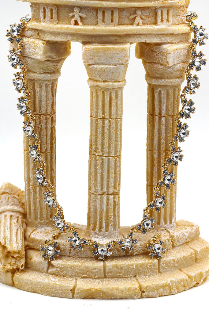 classic crystal necklace earrings set