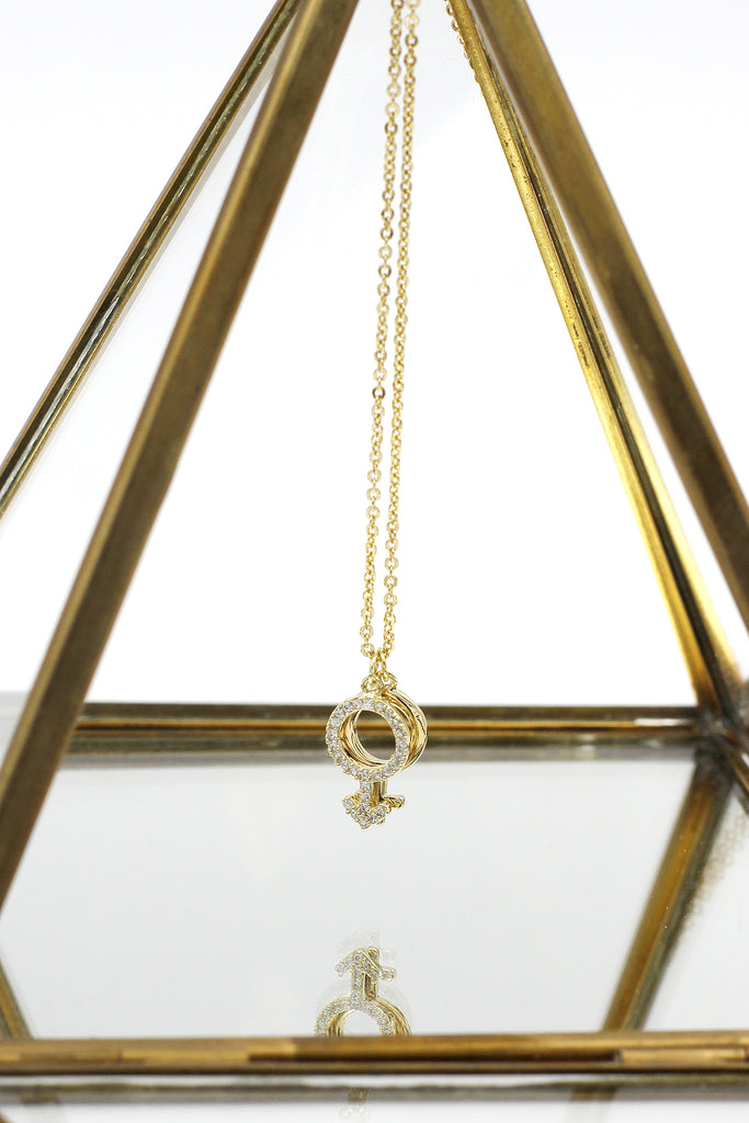 simple symbol crystal necklace