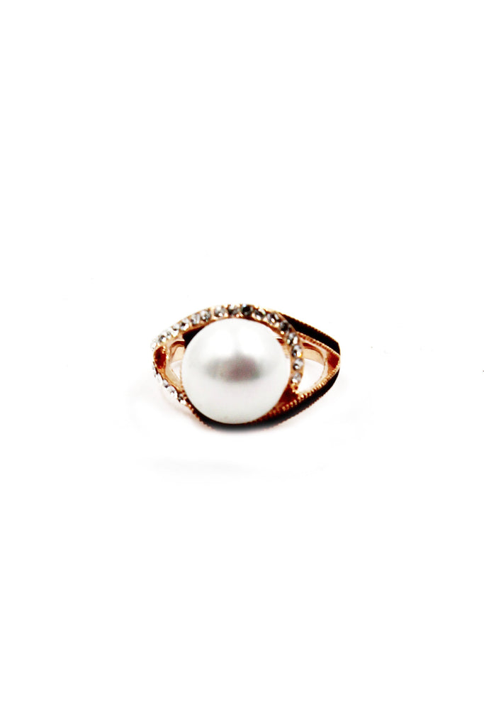 fashion large pearl crystal ring earrings set