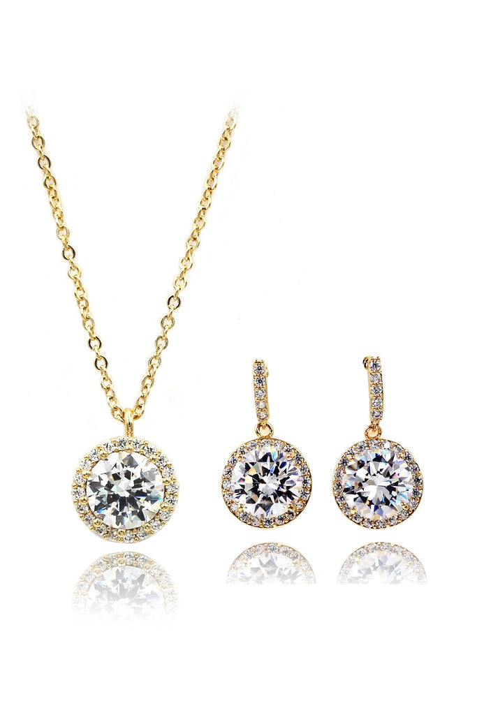 shiny crystal necklace earrings set