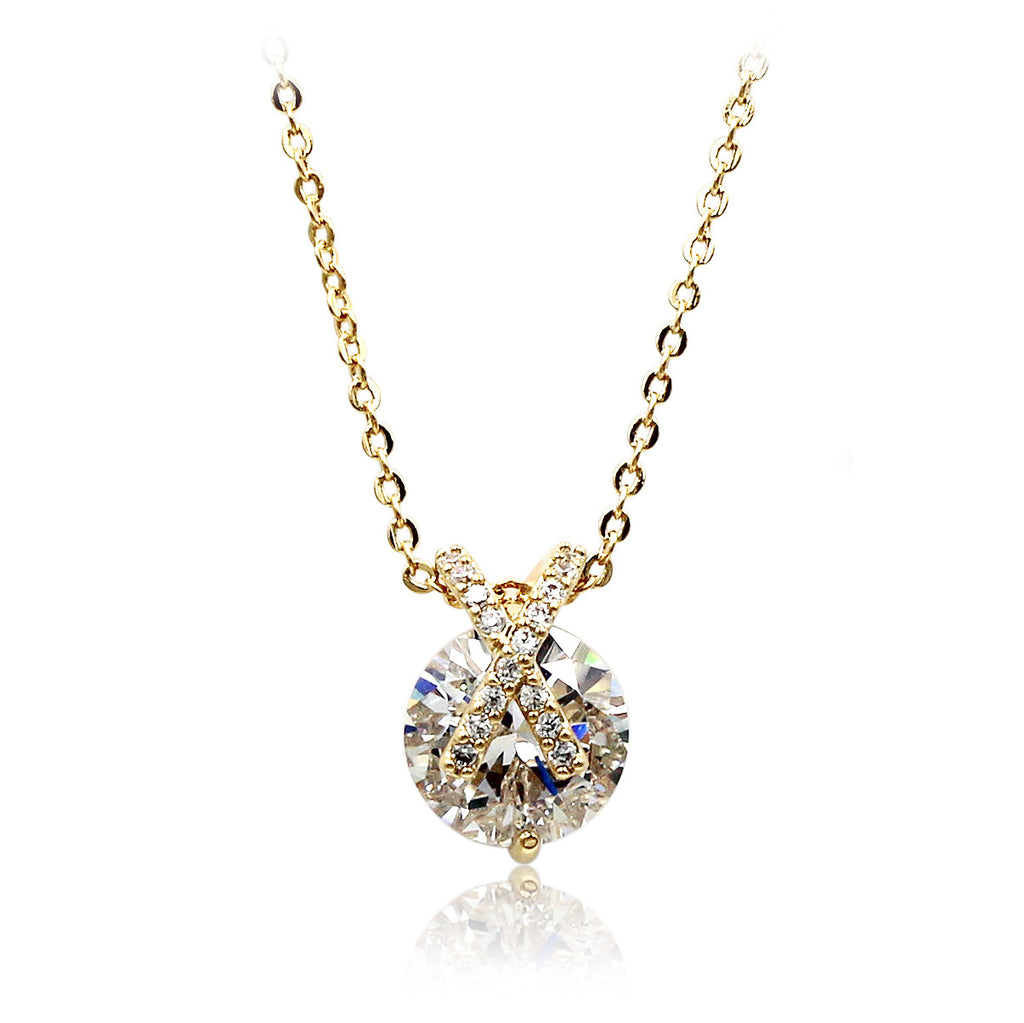 fashion mini X front crystal necklace