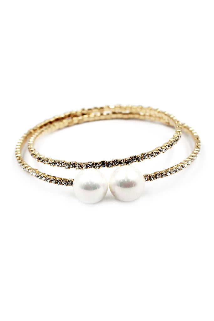 fashion gold pearl crystal bracelet