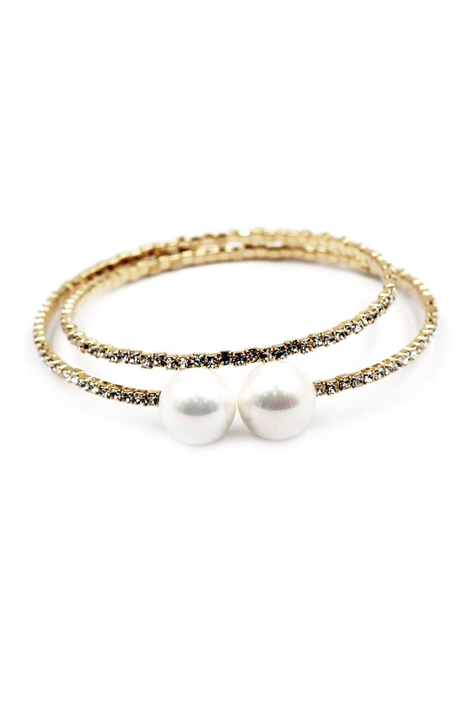 fashion pearl crystal bracelet earrings set