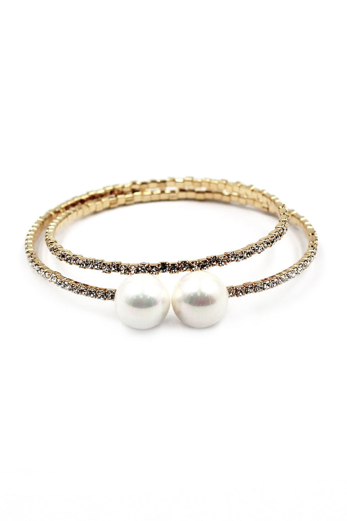 fashion pearl crystal bracelet earrings set