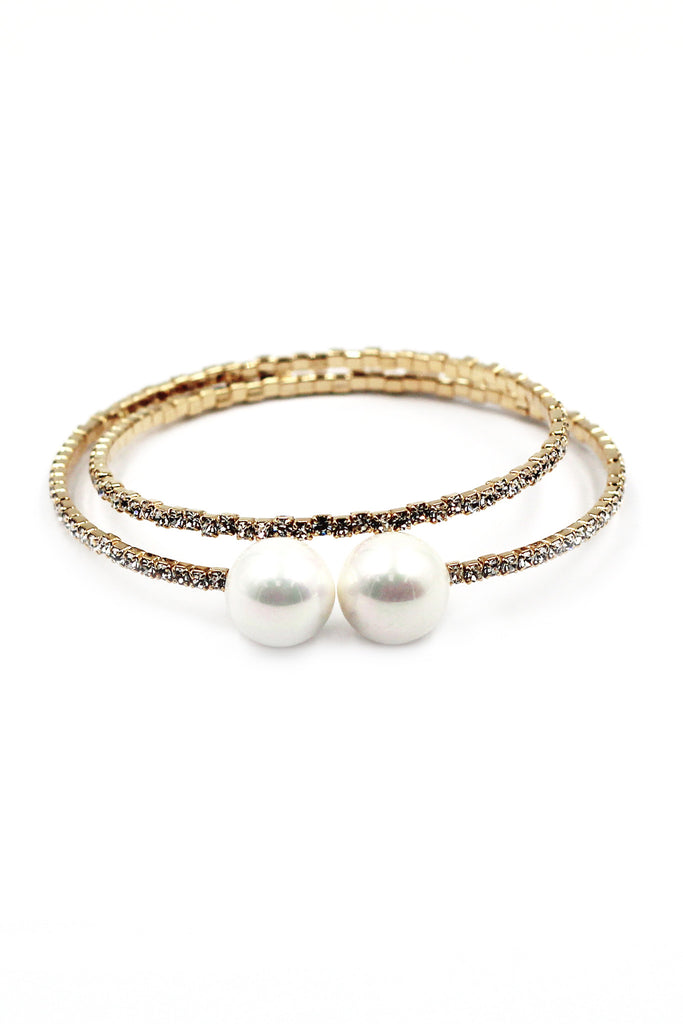 fashion gold pearl crystal bracelet