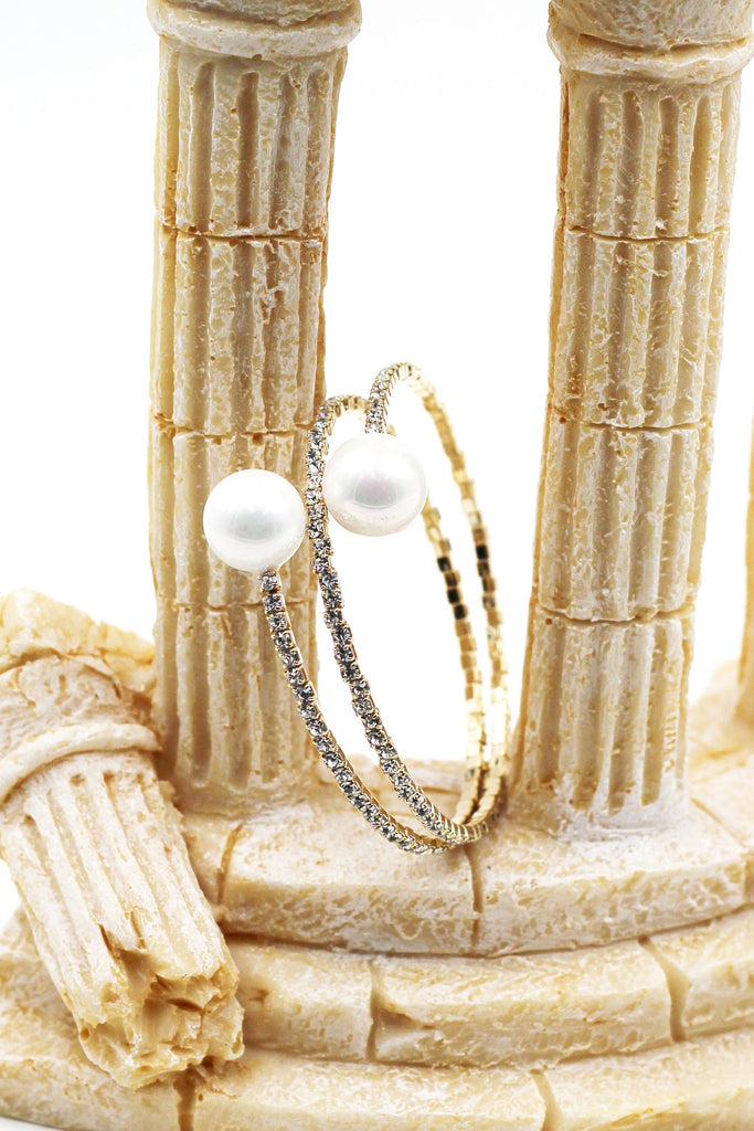 fashion pearl crystal bracelet earrings set