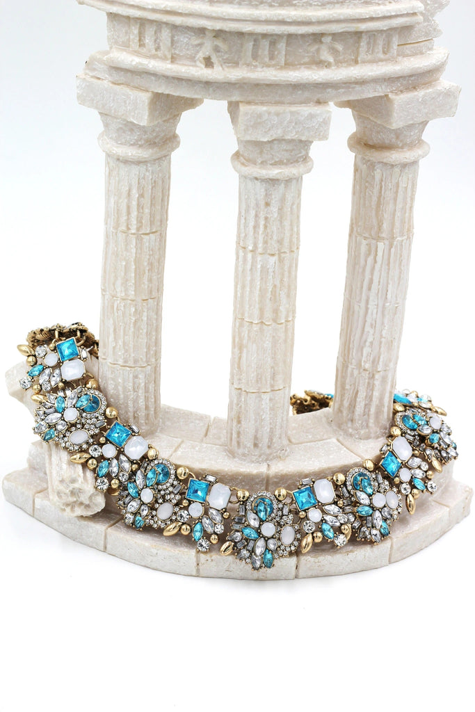 noble colorful crystal flower earrings necklace set