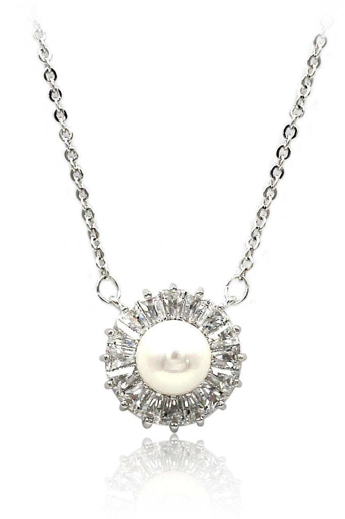 fashion pearl crystal ring necklace set